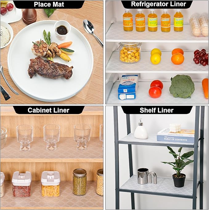 Cooyes Shelf and Drawer Liner for Kitchen Cabinets Non-Adhesive, Waterproof Non-Slip Cabinet Liners for Desk, Refrigerator, Shelves, Bathroom Drawers, Cabinet Protection（11.8" W x 236" L） - Image 7