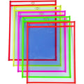 Box USA Assorted Stitched Job Ticket Holders, Top Load, 9 x 12", Clear with Assorted Neon Edging, Reusable Vinyl, Dry Erase, Use to Protect/Store Documents in The Office and Warehouse, Case of 25 by BOXUSA