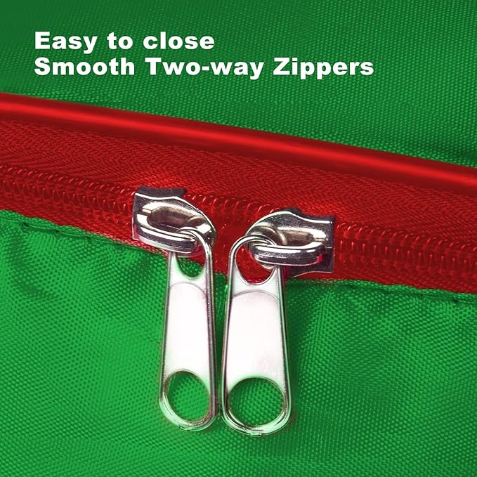 TQS 36" Christmas Wreath Storage Bag - Christmas Large Wreath Storage Container 36 inch- Heavy Duty Reinforced Wide Handle and Double Sleek Zipper - Protect Your Party Decorations Garland - Green - Image 4