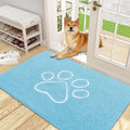 OLANLY Dog Door Mat for Muddy Paws 48x30, Paw Print Design, Absorbs Moisture and Dirt, Absorbent Non-Slip Washable Doormat, Quick Dry Chenille Mud Mat for Dogs, Entry Indoor Entryway Carpet, Blue by OLANLY