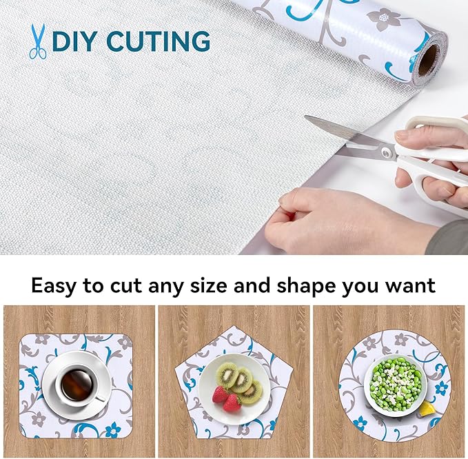 2 Rolls 18" W x 96" L Floral Drawer and Shelf Liner for Cabinets, Non-Adhesive Strong Grip Non-Slip Flower Shelf Cabinet Kitchen Shelf Liners for Kitchen Cabinets - Image 4
