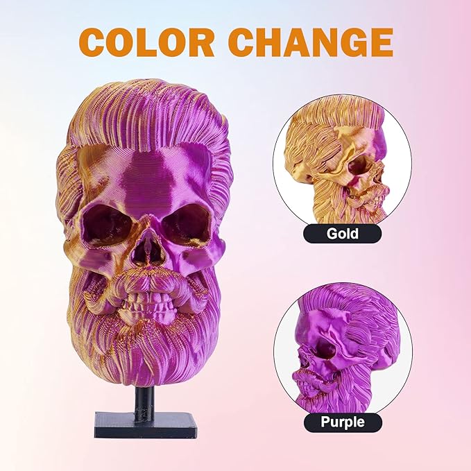 ERYONE Silk Dual Color PLA Filament 3D Printer 1.75mm +/- 0.03mm, Bicolor Filament Two Tone PLA 1KG(2.2lbs) Cardboard Spool, Gold Purple - Image 4