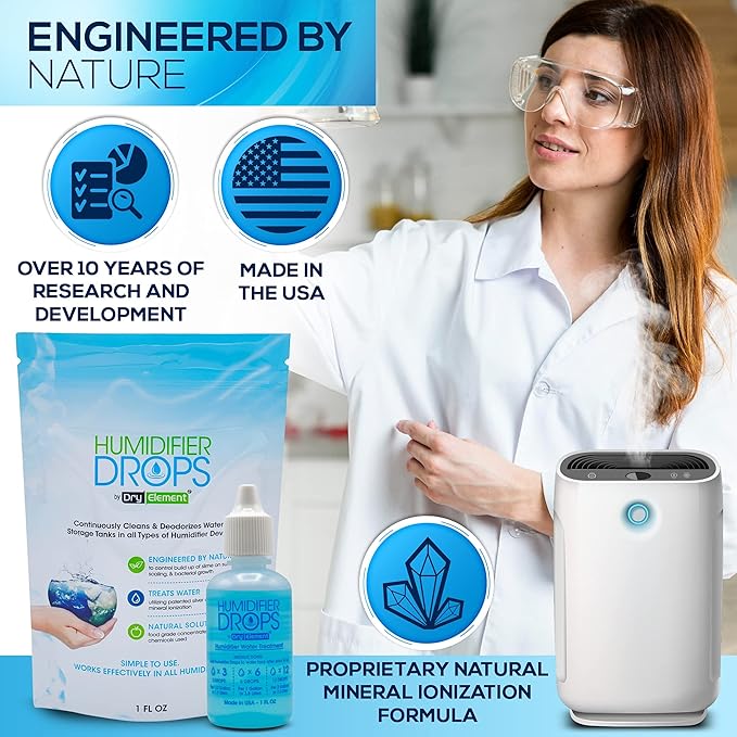 The Original Humidifier Drops - Premium Food Grade Concentrate, Slows Down Residue Accumulation on Surfaces, Minimizes Scaling - Freshens Water in All Humidifier Models, 100+ Day Supply, Made in USA - Image 4