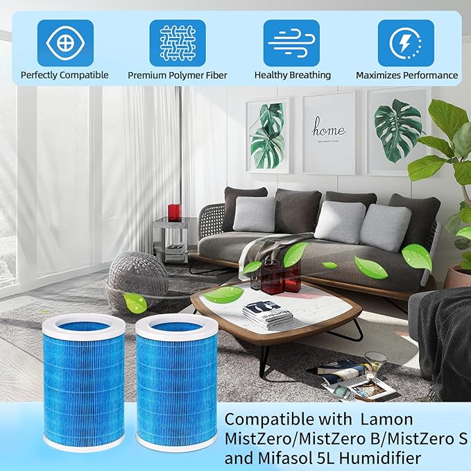 Humidifier Replacement Filter Compatible with Lamon MistZero/MistZero B/MistZero S and Compatible with Mifasol 5L Evaporative Humidifier, Evaporative Washable Humidification Filter,2-Pack - Image 2
