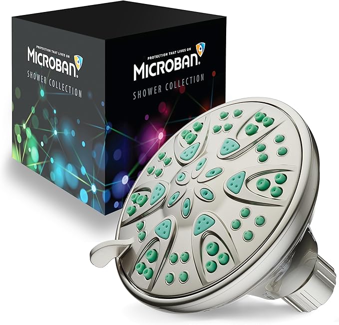 AquaDance Antimicrobial – Anti-Clog High-Pressure 6-Setting Shower Head with Microban Nozzle Protection from Growth of Mold, Mildew & Bacteria for Stronger Shower! 4" Coral Green - Image 2