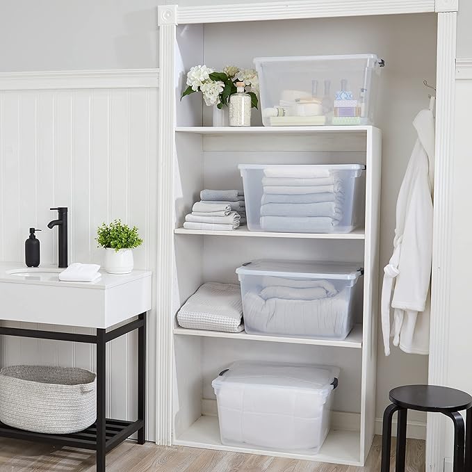 Rubbermaid Cleverstore 71 Qt Clear Storage Bins with Lids, 4-Pack, Stackable, BPA-Free, Made in USA - Image 7
