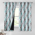 Beauoop 100% Blackout Curtains 54 Inches Long 2 Panels for Bedroom Living Room Aqua Grey Moroccan Geo Room Darkening Thermal Insulated Soundproof Grommet Top Window Treatments Drapes, 50x54 Set of 2 by Beauoop