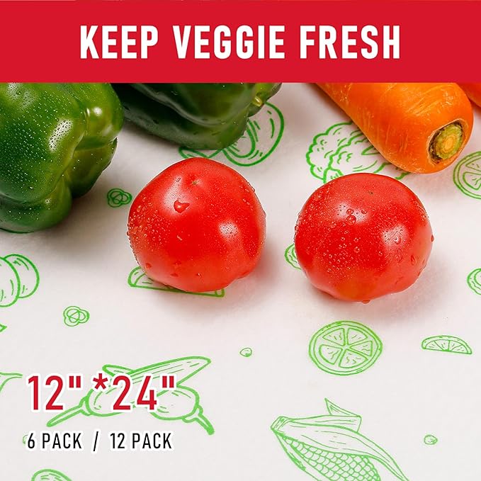 Cooyes Refrigerator Drawe Liners Super Absorbent Fridge Bin Mats Keep Produce Fresh Longer Air Circulating Non-Slip Washable Non-Adhesive (12 Pack 12" x 24" Green Veggie) - Image 5