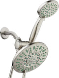 AquaDance Antimicrobial/Anti-Clog High-Pressure 30-setting Rainfall Shower Combo, Microban Nozzle Protection from Growth of Mold, Mildew & Bacteria, Brushed Nickel Finish/Coral Green Jets by AquaDance