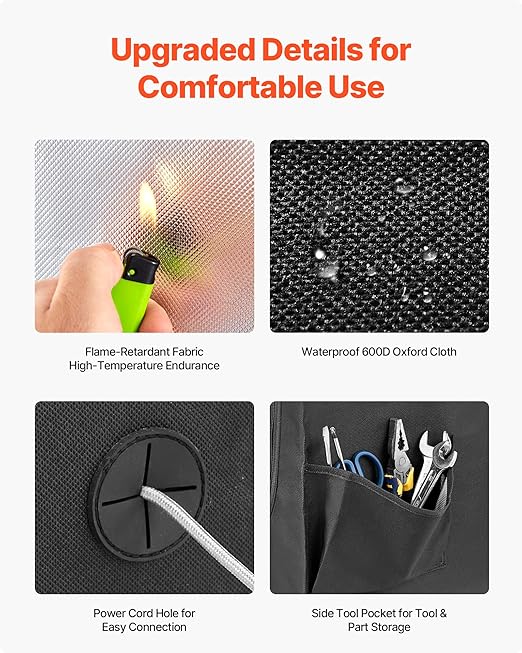 VEVOR 3D Printer Enclosure, Dustproof Waterproof Large Oxford Cloth 3D Printer Tent, Constant Temperature Protective Case with LED Lighting, Compatible with Creality/ELEGOO/Anycubic Popular Models - Image 6