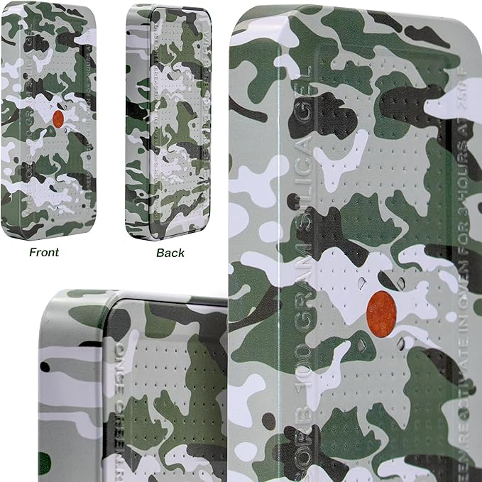 100 Gram Gun Safe Dehumidifier, Pack of 7 Camouflage Pattern Reusable Silica Gel Packets Desiccant, Moisture Absorbers Dehumidifiers for Room, Bathroom, Basement (Orange to Green) - Image 7