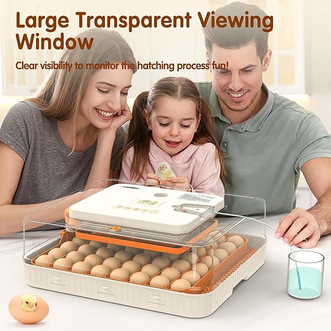 Incubator for Hatching Eggs, 56 Eggs Incubator with Automatic Egg Turning, Temperature & Humidity Control, LED Egg Candler, Incubation Days Display, for Chicken, Duck, Goose, Quail, Parrot Bird Eggs - Image 7