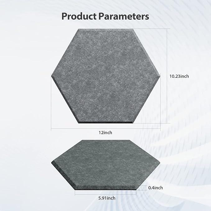 12 Pack Acoustic Panels Self Adhesive Sound Proof Foam, High Density Sound Acoustic Foam Panel, 12X10.23X0.4 Inch Hexagon Wall Panels in Home,Office,Reccording Room,Studio(Moonlight Grey) - Image 6