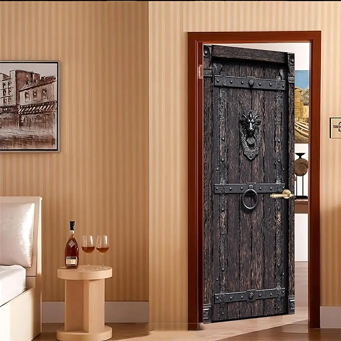 3D Door Decals Stickers Peel Stick Wall Murals Vinyl Wallpaper Self-Adhesive Mural Door Covers Decorative for Furniture Home Decor Wrinkle-Resistant Waterproof - Image 7