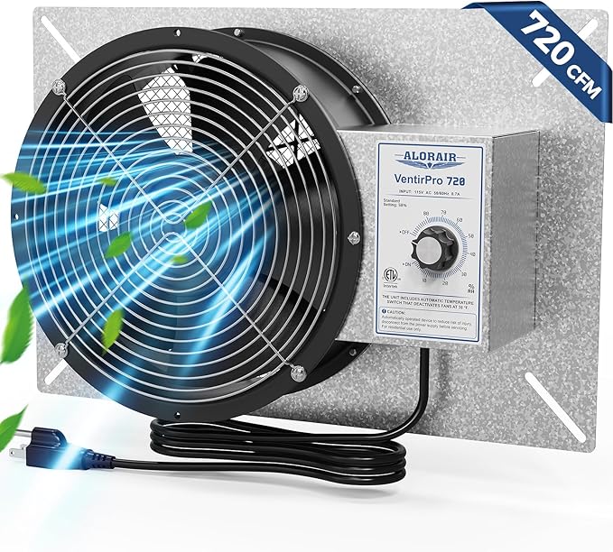 ALORAIR 720 CFM High Flow Powered Crawl Space Ventilation Fan, IP55 Rated 10" Basements Vent Fan with Freeze Protection Thermostat & Dehumidistat, for Crawlspace, Garage, Basements, Attic, Exhaust by ALORAIRSOLUTIONSINC0J0DC