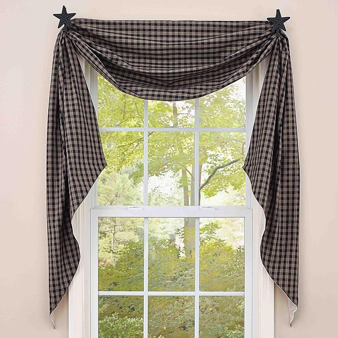 Park Designs Fishtail Swag Curtains - Sturbridge Black, 145" x 25" | Extra Long Window Scarf | 100% Cotton | Primitive & Traditional Home Decor - Image 6