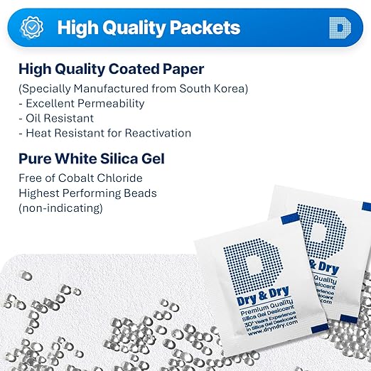 Dry & Dry 3 Gram [1000 Packets] Silica Gel Packets Silica Gel Desiccants, Silica Gel Packs - Rechargeable (Food Safe) Silica Gel Packets, Silica Packets - Image 2