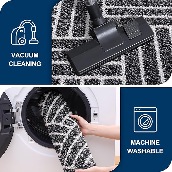 OLANLY Runner Indoor Door Mat, 59x23 Inch, Dirt Resistant and Absorbent, Non-Slip Rubber Backing Floor Mats, Easy Clean Low-Profile Doormat for Entryway, Front Door, and Inside Entrance, Black - Image 5