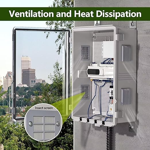 ABS Electrical Junction Box, Ventilated Design, Cable Grommets, IP65 Waterproof Enclosure, Indoor/Outdoor Use with Mounting Panel.. (Clear Cover, 17.7"x13.7"x7.9") - Image 3
