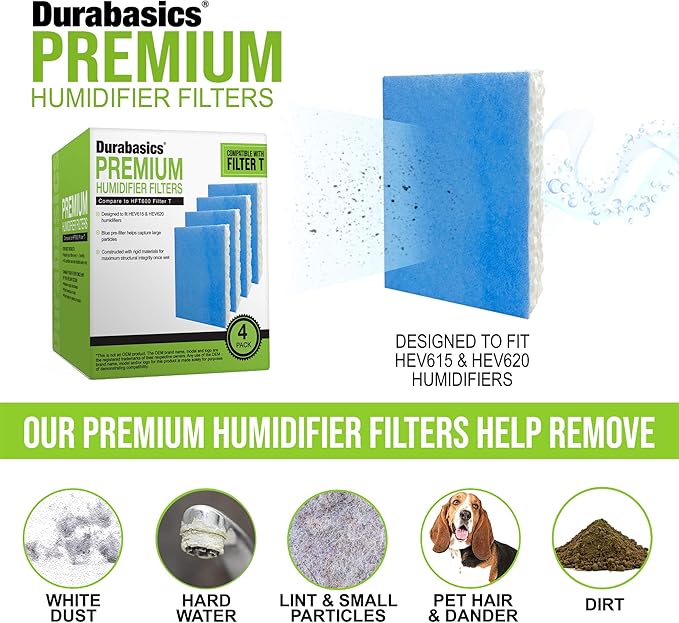 Durabasics Filter Replacements for Honeywell Filter humidifier Filter T, 4 Pack, Compatible with HFT600 Honeywell Humidifier Filter, HEV615 & HEV620, Filter HFT600 & Filter T - Image 3