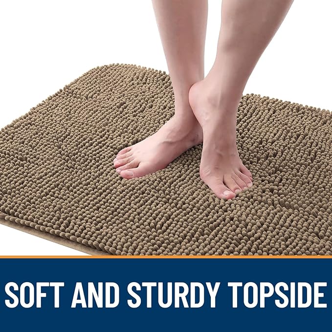 OLANLY Dog Door Mat for Muddy Paws 32x20, Absorbs Moisture and Dirt, Absorbent Non-Slip Washable Doormat, Quick Dry Chenille Mud Mat for Dogs, Entry Indoor Entryway Carpet for Inside Floor, Tan - Image 4