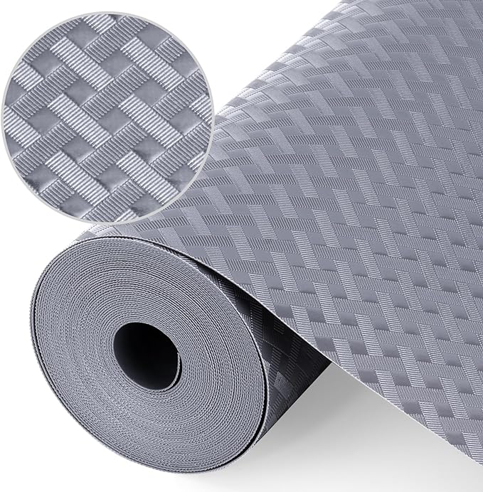 Shelf Liners, Non-Adhesive Drawer Liner, Waterproof & Oil-Proof Kitchen Cabinet Cupboard Liner Plastic EVA Material BPA Free Fridge Liner Mats Paper Protector for Shelves (Grey/24in x 240in) by Origuuds