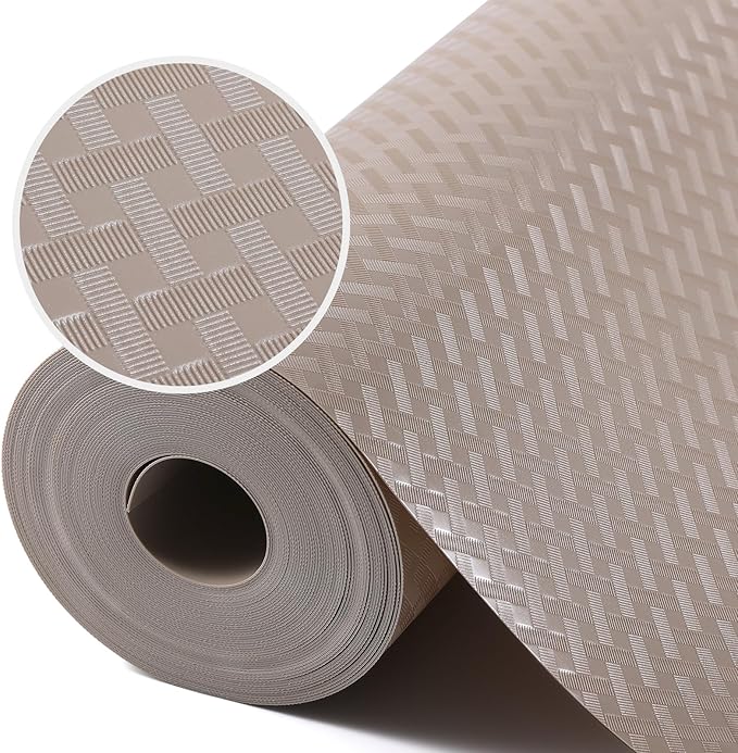 Beige Shelf Liners for Kitchen Cabinets Refrigerator Liners Waterproof & Oil-Proof Kitchen Cupboard Liner Drawer Mats EVA Material Non Adhesive Fridge Liner for Shelves 23.6 x 236.2 Inches by StaHom