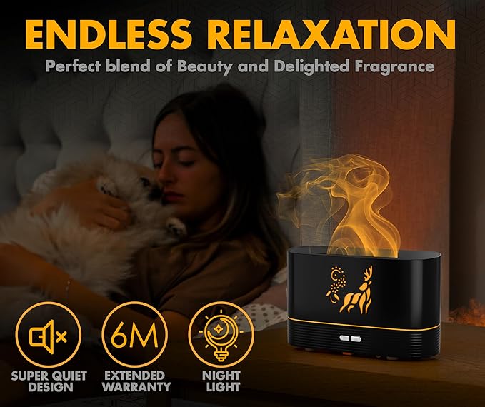 Colorful Aroma Essential Oil Diffuser for Home, Quiet Cool Mist Flame Humidifier for Bedroom with Remote, Fire Flame Diffuser Humidifier with Scent (Black) - Image 3