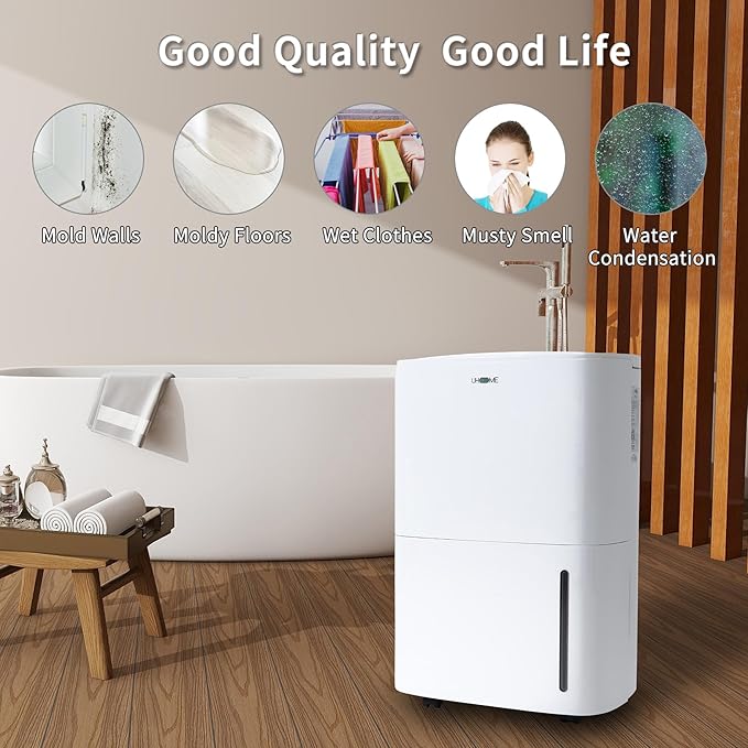 Uhome Dehumidifier 150 Pints with Pump for space up to 7000 Sq. Ft, for Home, Basements, Storages and Large Rooms with 1.85Gallon Water Tank - Image 6