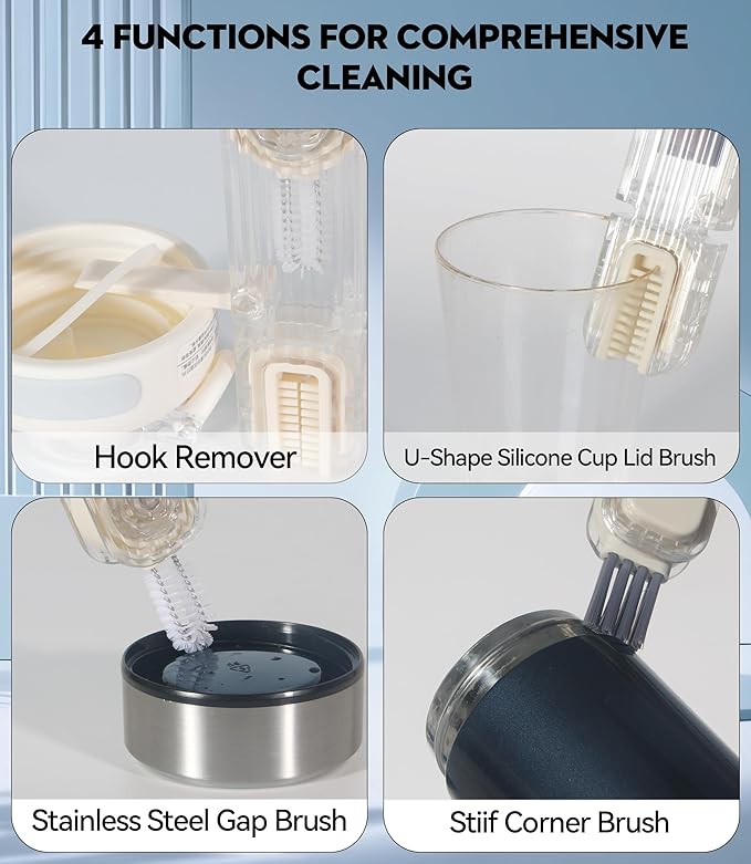 4 in 1 Cup Lid Gap Cleaning Brush, Multifunctional Insulation Bottle Cleaning Tools, Mutipurpose Tiny Silicone Cup Holder Cleaner, Home Kitchen Cleaning Tools - Image 5