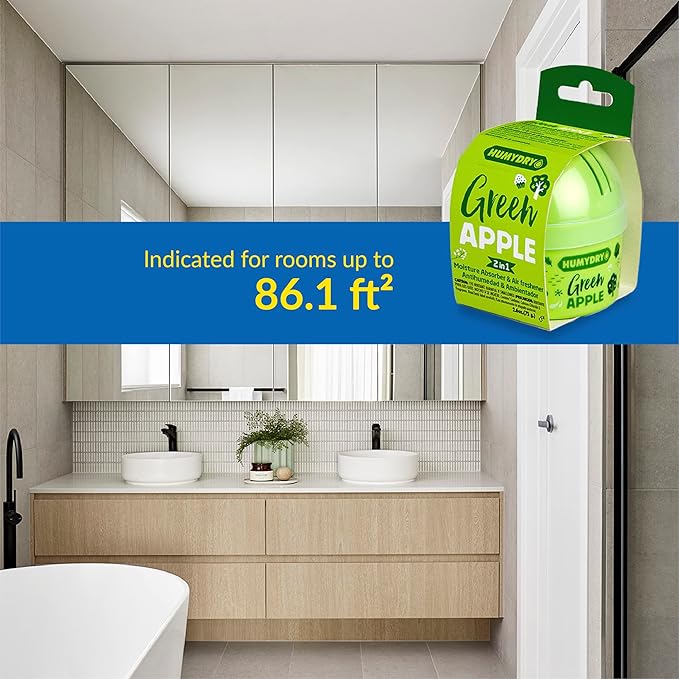 HUMYDRY Moisture Absorber Device, Mini Pack of 12 of 2.6oz, Small Space Dehumidifier and Air Freshener with Green Apple Scent, Non Electric Humidity Absorber for Closet Bedroom and Compact Areas - Image 5