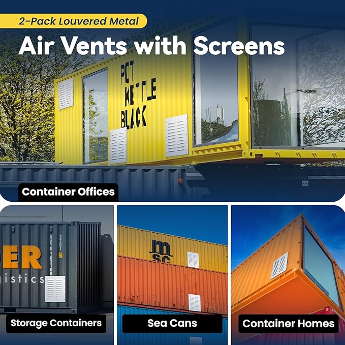 Shipping Container Vent with Metal Mesh, 2 Pack Heavy Duty Container Air Vents, 11.26 x 14 inch, Increase Air Circulation for Container Houses, Containers, Offices and Cabins - Image 5
