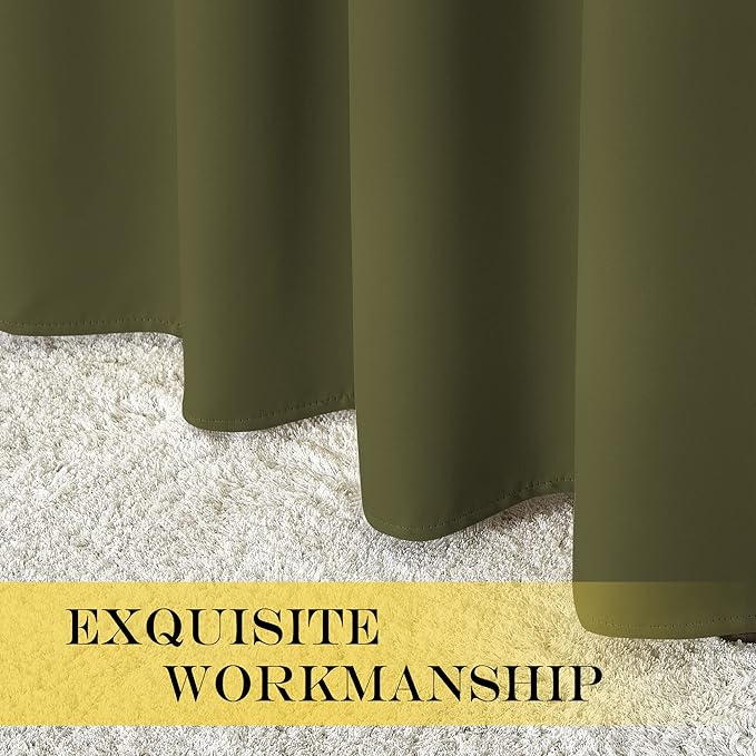 NICETOWN Olive Green Blackout Curtains for Bedroom 72 Inches Long, Thermal Insulated Room Darkening Grommet Window Curtains for Living Room Nursery, 66 inch x 72 inche, 1 Panel - Image 5