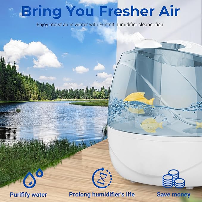 Funmit Humidifier Cleaning Fish, 12 Pack Humidifier Cleaner for Humidifiers and Fish Tanks, Purifies Water, Prevents Hard Water Build-Up, Reduces Scale, Yellow - Image 6