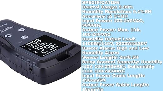 DIGITEN Digital Humidity Controller Humidistat Pre-Wired Plug Simple-Stage AC 110V -240V with High Accuracy Humidity Sensor for Dehumidifier Humidifier Reptiles Greenhouse Exhaust Fan Fermentation - Image 8
