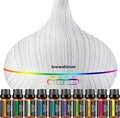 InnoGear Aromatherapy Diffuser & 10 Essential Oils Set, 400ml Diffuser Ultrasonic Diffuser Cool Mist Humidifier with 4 Timers 7 Colors Light Waterless Auto Off for Large Room Office, White Grey by InnoGear