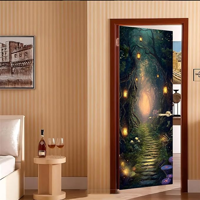 3D Door Stickers, Peel and Stick Vinyl Wallpaper ，Self-Adhesive Mural for Home Decor 30.3" W x 78.7" H (Forest Trail -2, 30.3" W x 78.7" H) - Image 7