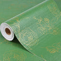 Shelf Liner for Kitchen Cabinets Drawer Liner Non-Adhesive Non-Slip Thickened Shelf Liner Paper Easy to Clean with Green Background Gold Floral Line Pattern for Tool Box Refrigerator.17.3×236.2 inches by Oneoftheworld