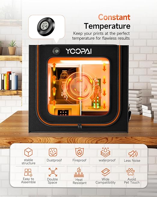 Multifunctional Large Resin 3D Printer Enclosure with Ventilation Kit LED Light, 3D Print Vented Enclosure Eliminate Odors Dustproof Isolate Noise Tent Cover Compatible with LCD Resin UV 3D Printer - Image 3