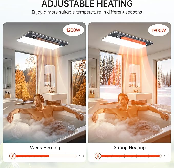 Bathroom Fan with Light and 1900W Heater, 180 CFM Ventilation, Remote Control,Quiet Exhaust, 4-in-1 Design for Heating, Lighting, Ventilation & Air Circulation for Comfort in Any Season - Image 6