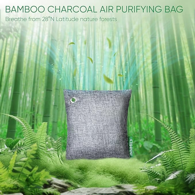 Activated Charcoal Odor Absorber,Large 500g W Hooks Nature Odor Eliminator for Strong Odor,Bamboo Charcoal Air Purifying Bags,Moisture Absorbers for Fresh Home Car Closet Pet,Smoke Smell Deodorizer - Image 2