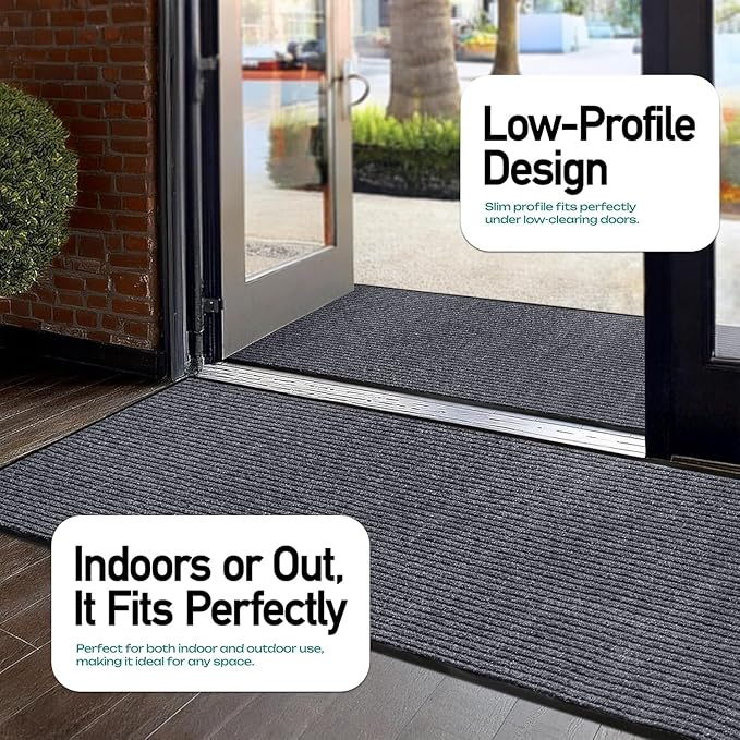 Durable Rubber Door Mat - Heavy Duty, Indoor/Outdoor, Easy Clean, Waterproof, Low-Profile Mat for Entry, Patio, Garage - Stylish (Grey, 2 x 3 Feet) - Image 5