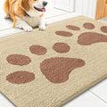 Smiry Dog Door Mat for Muddy Paws, Absorbs Moisture and Dirt, Low-Profile Entryway Mat with Non-Slip Backing, Entry Indoor Outdoor Doormat for Inside Floor (30x20 Inches, Light Beige, Paw) by Smiry