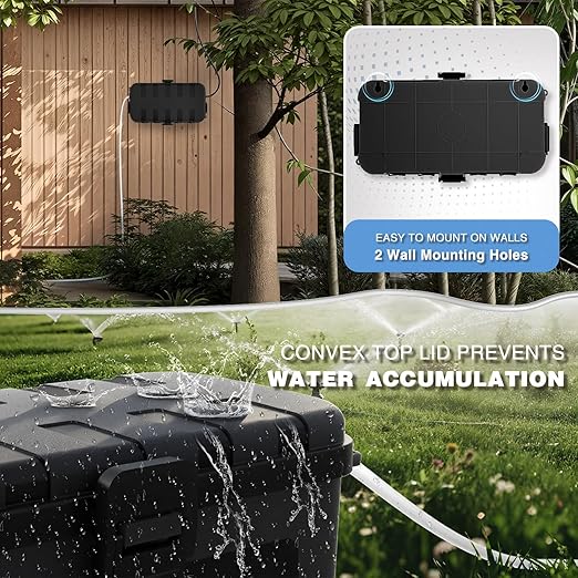 Flemoon Medium Outdoor Electrical Box (11.5x5.2x4 inch), IP54 Waterproof Extension Cord Cover w/6 Cable Entry Ports, Weatherproof Connection Box for Power Strip, Timer, Plug, Holiday Lights, Black - Image 6