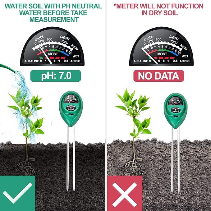 iPower 3-in-1 Soil Test Kit, Soil Moisture/Light/pH Meter for House Plant, Garden, Lawn, Farm, Ideal for Indoor & Outdoor Use - Image 4