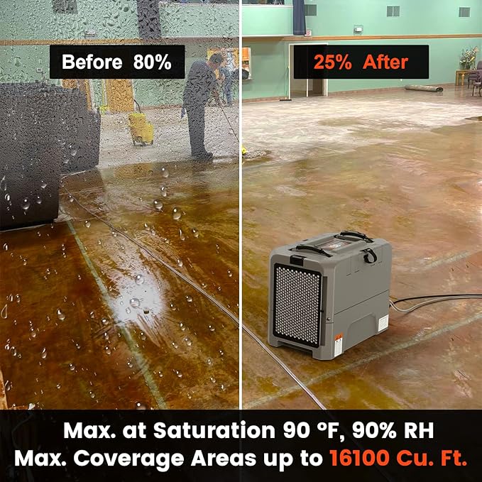 Abestorm LGR Commercial Dehumidifier, 180 PPD Crawl Space Dehumidifier with Pump, Drain Hose, Auto Defrosting Dehumidifiers for Crawl Space, Large Space, Basement, Industrial Use - Image 5