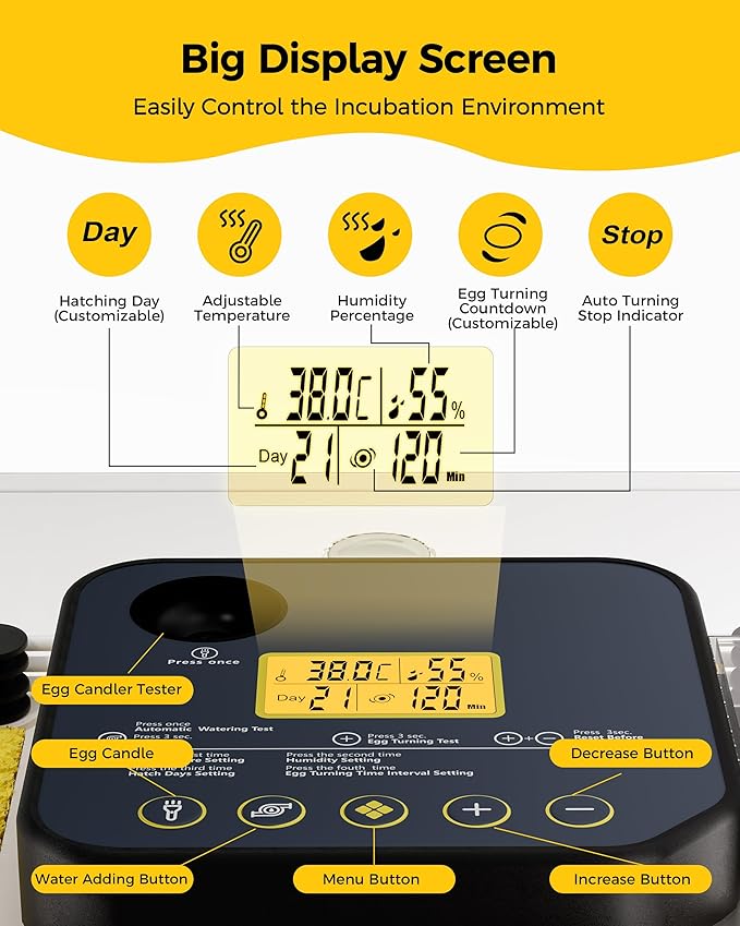 48 Egg Incubator for Hatching with Automatic Egg Turning and Humidity Control, Egg Candler, Poultry Egg Incubator for Chicken, Ducks, Goose, Pigeon, Quail, ideal for Farm, Classroom, Home - Image 2