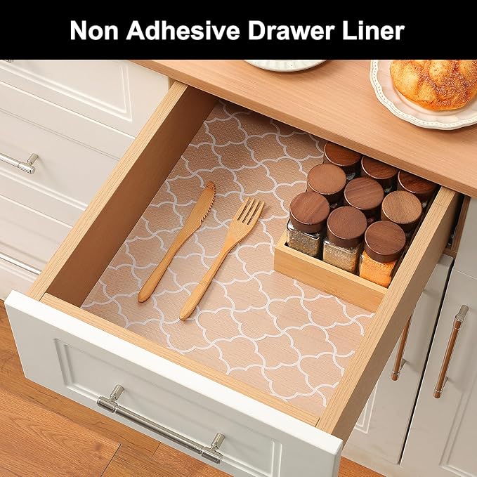 Cooyes Shelf Liner – Premium Non-Adhesive Cabinet & Drawer Liner for Kitchen – Waterproof Shelf Paper with Modern Pattern – Durable EVA Cabinet Mat – Easy to Cut (17.5" W x 78.7" L) - Image 5