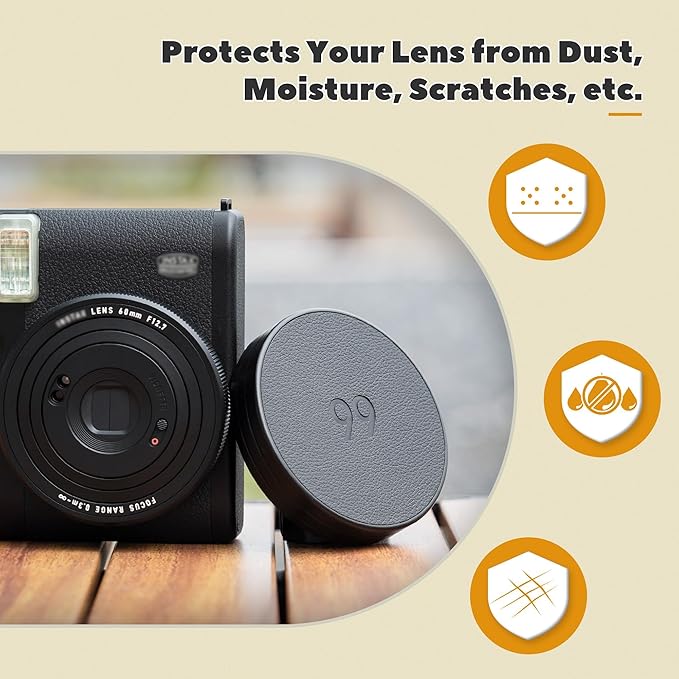 Retro Leather Lens Cap for Fujifilm Insta Mini 99,Aluminum Anti-Dust Anti-Scratches Lightweight Camera Lens Cover with Soft EVA Interior, Accessories for Fuji Mini 99 Lens Protection Cover - Image 3
