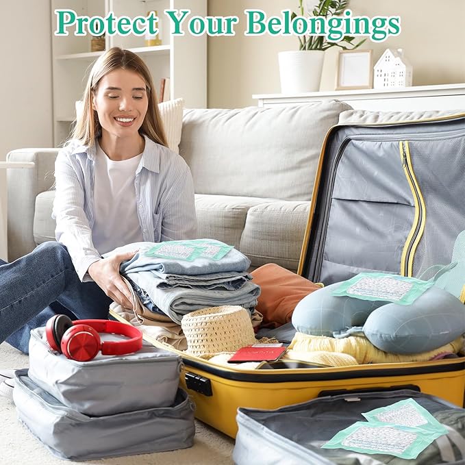 60 Pack Moisture Absorbers Dehumidifier Bags for Closet with 10 Pcs Hanging Hooks Clips Humidity Absorbers Deodorizer Unscented Humidity Absorber in Wardrobes for Bedroom Bathroom Kitchen - Image 6